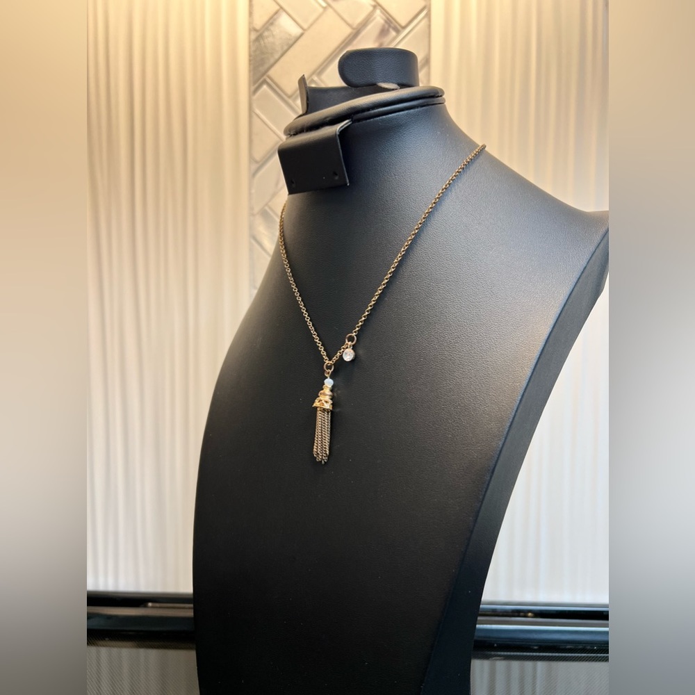 Charming Charlie Necklace Gold Tone With Rhinestone